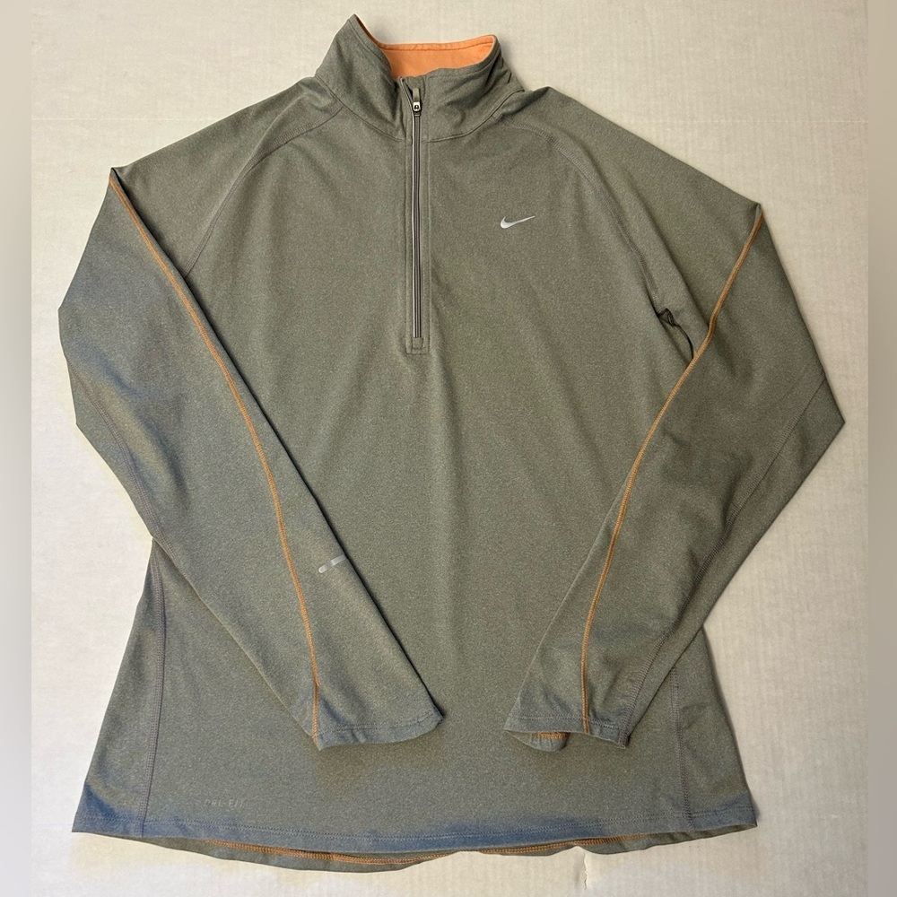 Nike Element Drifit Light Gray Top Quarter-Zip Running Pullover shirt Sz-L. W2